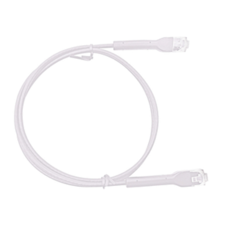 Cable de Parcheo Ultra Slim Con Bota Flexible UTP Cat6 030 cm Blanco Diámetro Reducido
