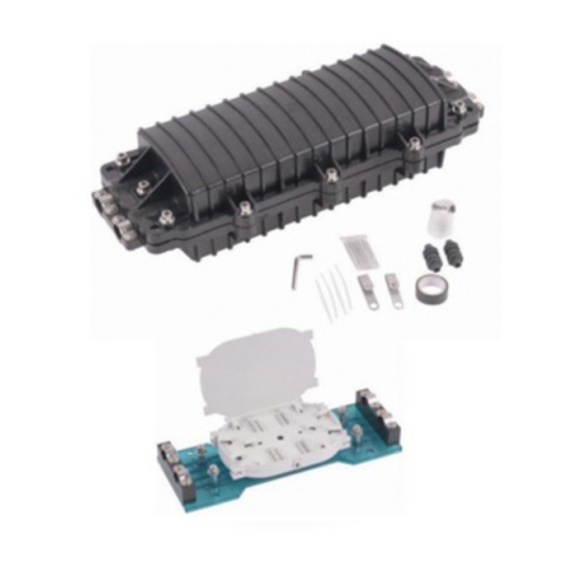 Caja de Distribución de Fibra Óptica Horizontal hasta 96 empalmes Exterior IP68 2 puertos de entrada y salida