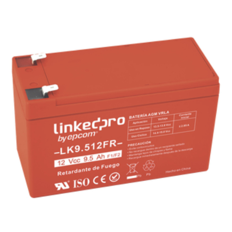 Batería 12 V / 95 Ah / UL / Tecnología AGMVRLA / Vida útil promedio de 5 años / Retardante a la Flama /  Uso en equipo electrónico Alarmas de Intrusión / Incendio/ Control de acceso / Video Vigilancia / Termina