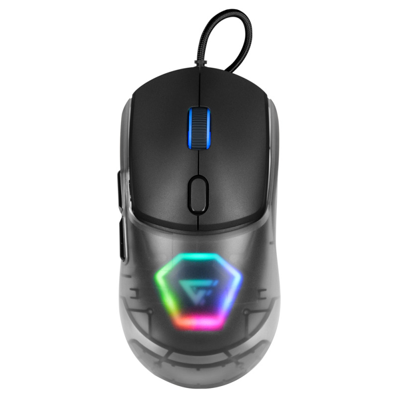 MOUSE GAME FACTOR MOG530, CARCASAS INTERCAMBIABLES, PIXART 3327, 12,000 DPI, RGB, USB, NEGRO