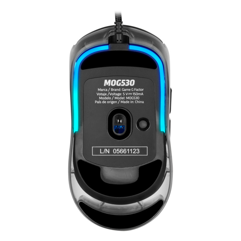 MOUSE GAME FACTOR MOG530, CARCASAS INTERCAMBIABLES, PIXART 3327, 12,000 DPI, RGB, USB, NEGRO image 3