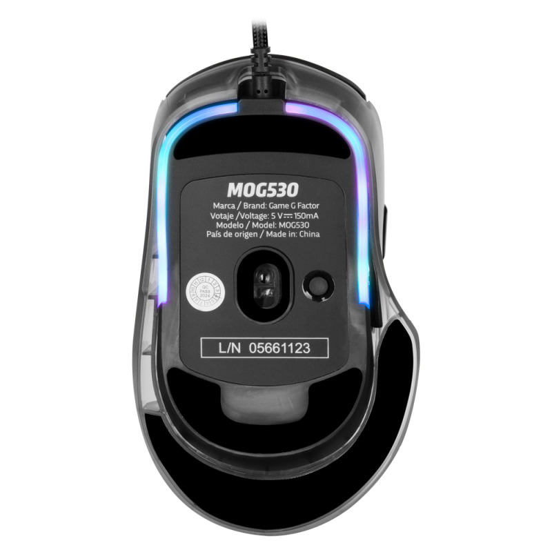 MOUSE GAME FACTOR MOG530, CARCASAS INTERCAMBIABLES, PIXART 3327, 12,000 DPI, RGB, USB, NEGRO image 6