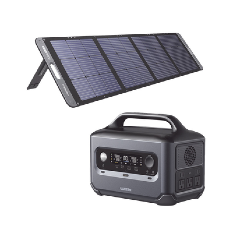 Panel Solar Plegable 100W / Recomendado para el Power Station Portable de 600W UGREEN /  Alta Eficiencia de Conversión / Alineación Inteligente de la Luz Solar / Resistente Al Agua Y Duradero / Incluye Cable XT60 Macho a Macho 2m