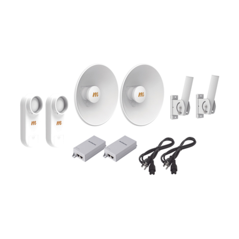 Kit de 2 radios C5X / Con antena N5X252PACK 25 dBi / Frecuencia extendida 49 a 64 GHz / Incluye inyector POE / cable de alimentación y 2 FLEXIMOUNTXL de / Ideal para hasta 10 km