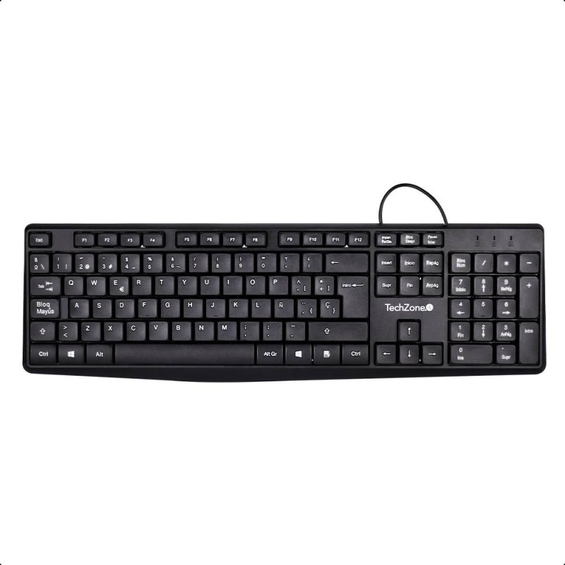 TECLADO TECHZONE TZACTCA04 ALAMBRICO STANDARD USB ERGONOMICO NEGRO