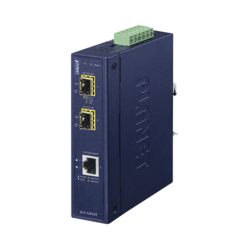 Convertidor de Medios Industrial de 1 Puerto Ethernet 10/100/1000 BaseT a 2 Puertos SFP 100/1000/2500 BaseX image 2