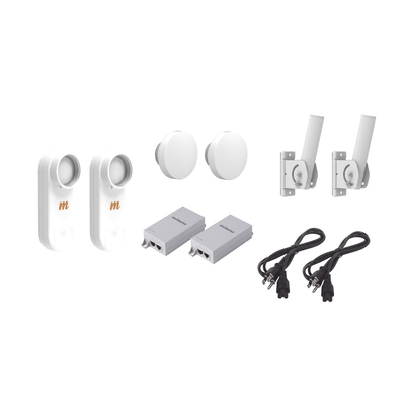 Kit de 2 radios C5X con 2 antenas de 12 dBi rango de frecuencia extendida 49 a 64 GHz  incluye inyector POE cable de alimentación y 2 FLEXIMOUNTXL para alineación distancia de hasta 3 km