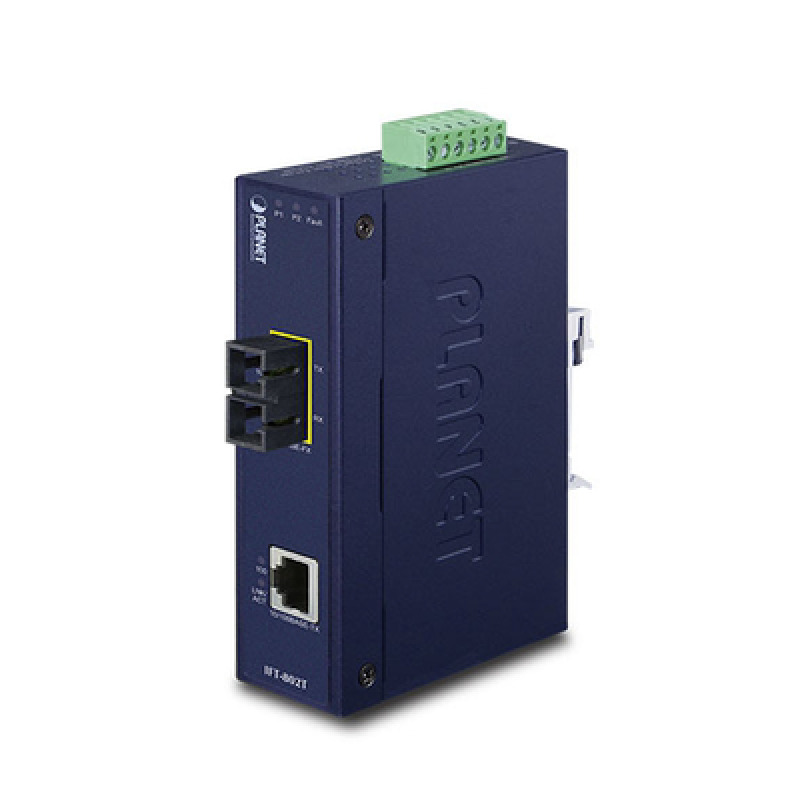 Convertidor de Medios Industrial Multimodo Puertos 10/100 BaseTX a 100 BaseFX Interfaz SC Hasta 2 km Carcasa IP30 Soporta Temperatura de 40 a 75C