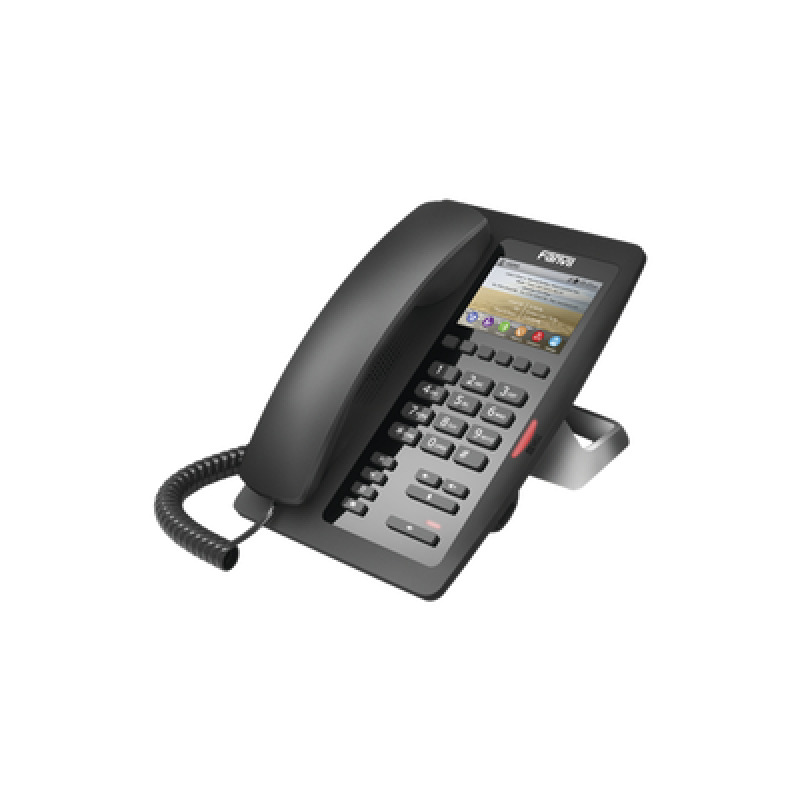 H5 Color Negro Teléfono IP Hotelero de gama alta pantalla LCD de 35 pulgadas a color 6 teclas programables para servicio rápido Hotline PoE