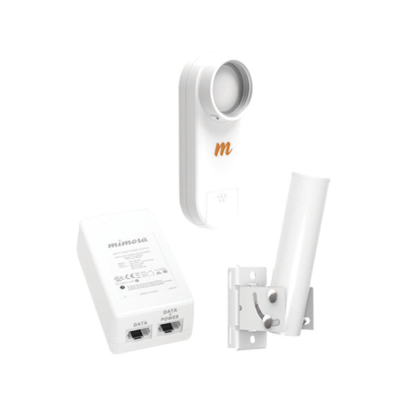 Kit de radio C5X rango de frecuencia extendida 49 a 64 GHz  incluye inyector POE cable de alimentación y montaje universal para tubo o poste