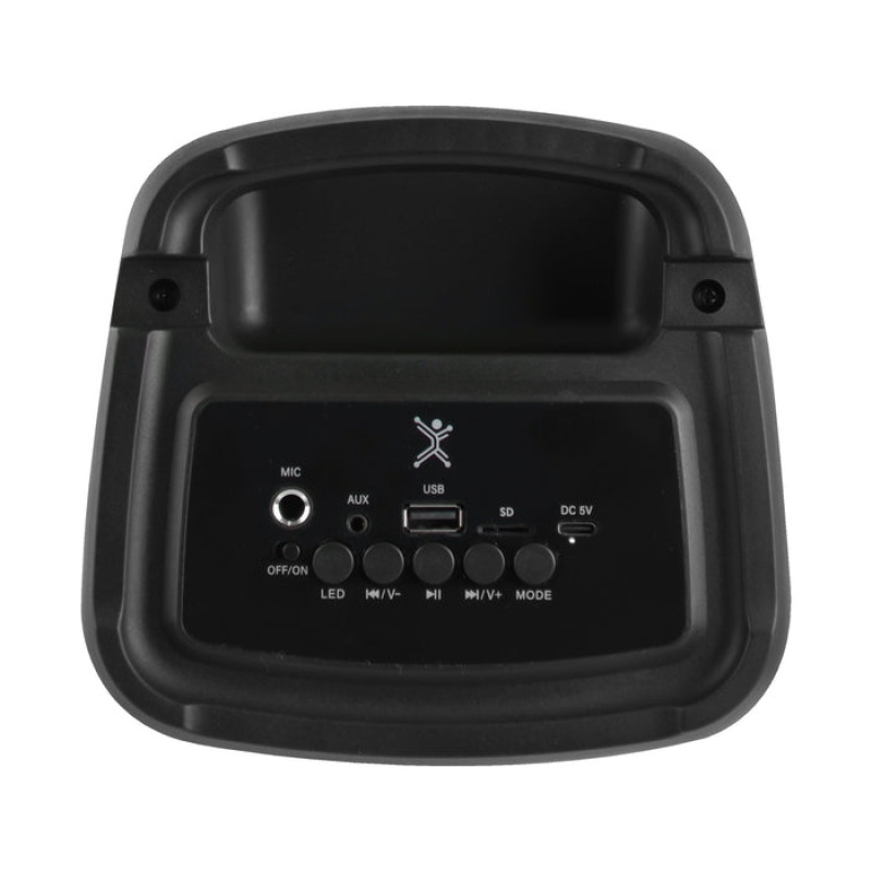 BOCINA INALAMBRICA BLUETOOTH PORTATIL CON MICROFONO RECARGABLE LUZ RGB DOBLE BOCINA 4 PULGADAS PERFECT CHOICE FESTA ULTIMATE - NEGRO image 4