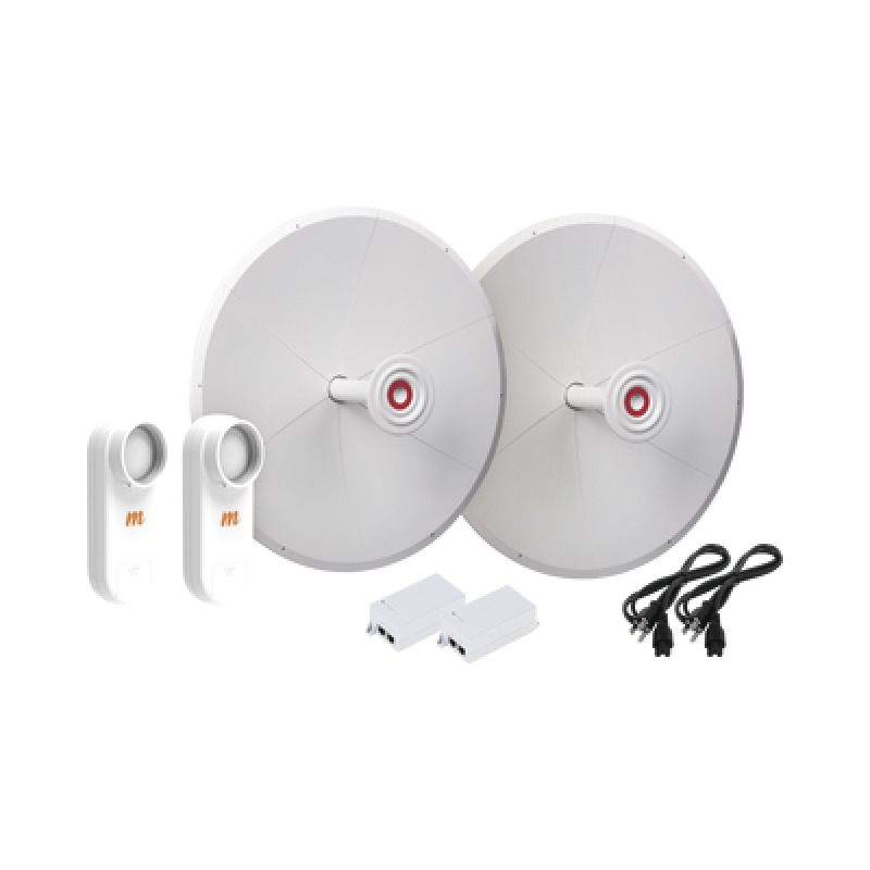 Kit de 2 radios C5X con antenas TXPD30C5X 30 dBi rango de frecuencia extendida 49 a 64 GHz incluye inyector POE y cable de alimentación