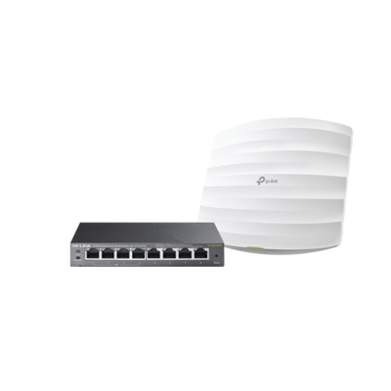 Kit de access point EAP245 y switch PoE TLSG108PE doble banda AC hasta 1750 Mbps 1 puerto Gigabit