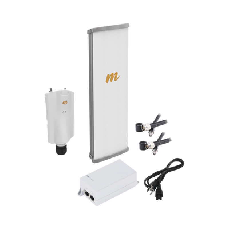 Kit de radio A5x con antena N545X4 49 a 64 GHz 700 Mbps hasta 64 usuarios concurrentes  Monitoreo a travez de la nube incluye jumper PoE24V cable de alimentación y montaje