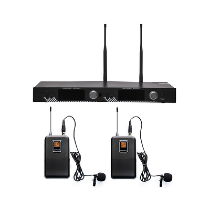 Kit de Microfonía inalámbrico | 2 Micrófonos de Lavalier | Receptor UHF | Pantalla LCD | 200 Canales | Gran cobertura image 2