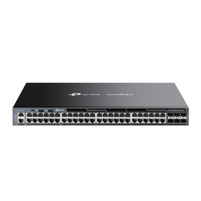  TP-LINK SG6654X- Switch Omada L3 Stackable de 48 puertos RJ45 Gigabit y 6 puertos SFP+ 10G , Stacking físico , Funciones L3 Enterprise. RIP, OSPF, ECMP, VRRP, PIM-DM, DHCP Server/Relay , Alta disponibilidad , VRRP y ERPS , Interfaz WEB , CLI , SNMP. image 2