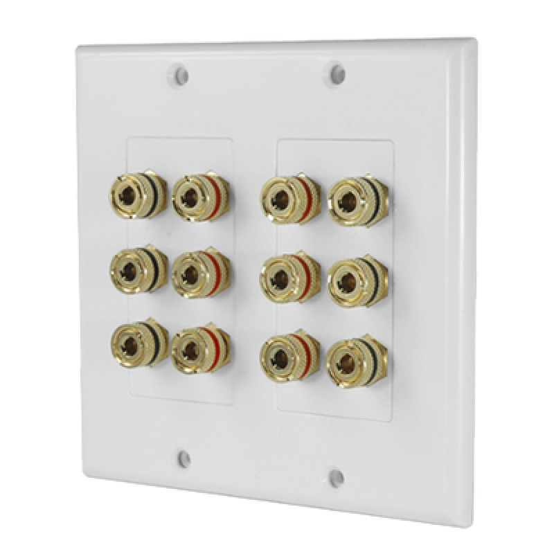 Placa de Pared | Postes de Unión Tipo Banana | Conexión para 6 Altavoces | Fácil Instalación | Conectores Chapados en Oro