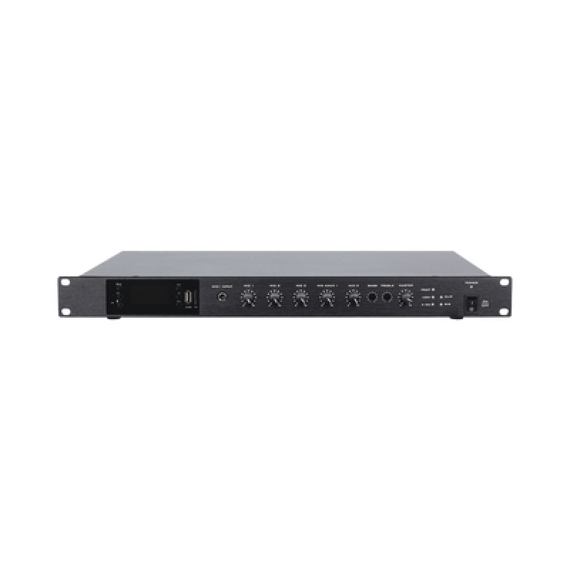 Amplificador de Audio | 1 canal | 350 W | Sistema 100V y Baja Impedancia | 4 Entradas de Micrófono Balanceadas | Bluetooth | USB | SD | FM | Montaje en Rack image 2