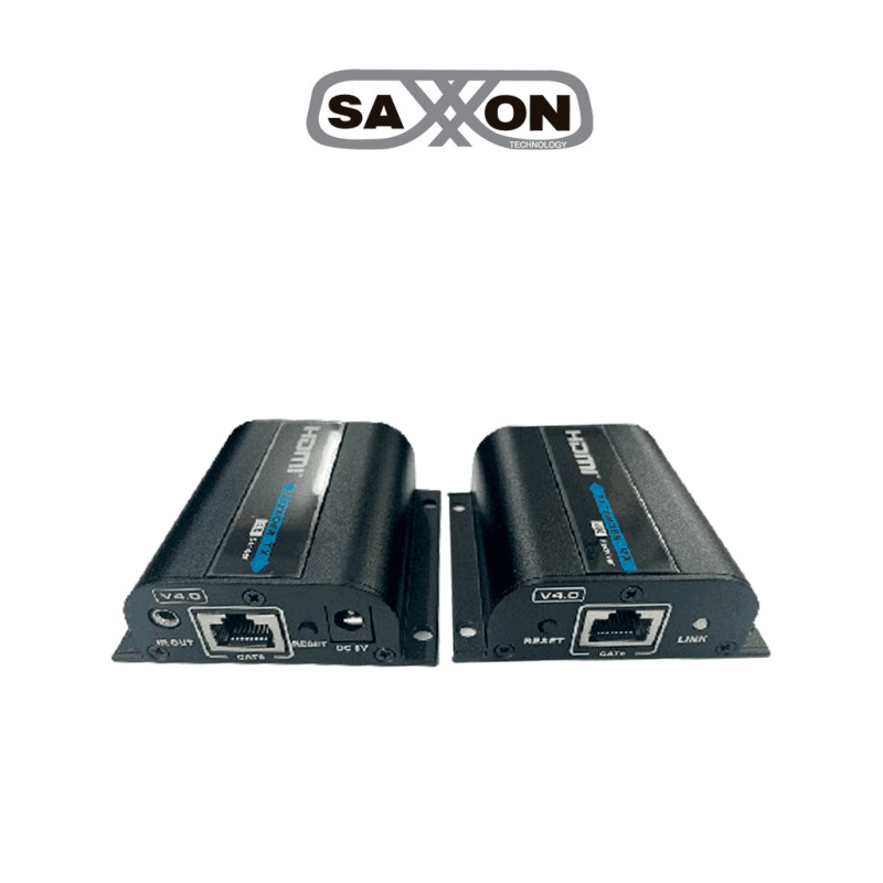 SAXXON LKV372PRO-4.0 - Kit extensor de video HDMI/ Resolucion 4K/ CAT 6/ 6A Cobre / PoC/ Hasta 50 metros/ Loop HDMI en transmisor/ Transmisor IR/ Plug and play/ Solo se Energiza el Transmisor