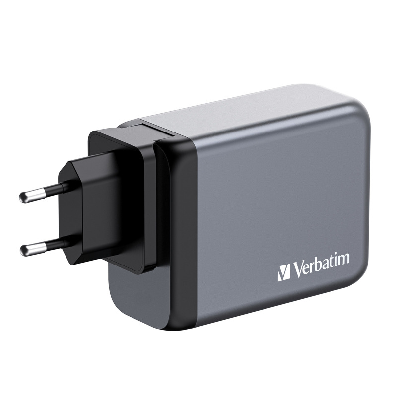 Cargador de pared Verbatim GaN de 200 W combina dos puertos USB-C PD 100 W, un puerto USB-C PD 65 W y un puerto USB-A QC 3.0 image 3