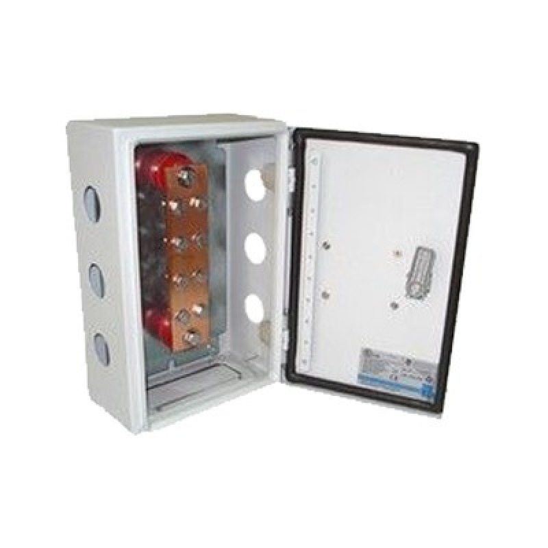 Barra de Unión y Distribución de Hilos Tierra Física con Gabinete de 1000 Amperes de Capacidad