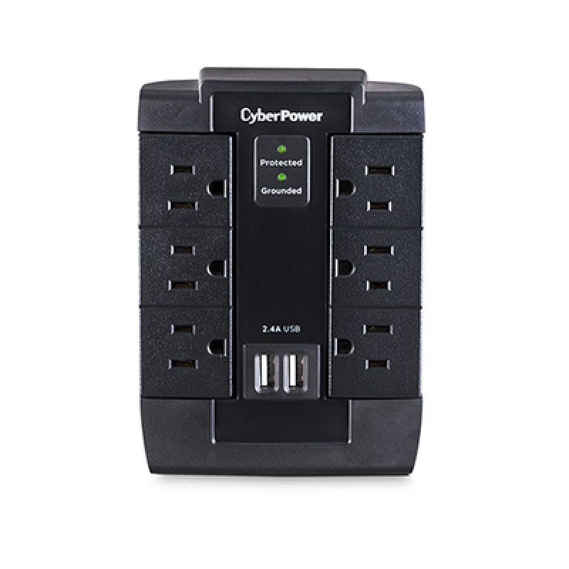 Multicontacto con Supresor de Picos de Pared Voltaje de Entrada 125 Vca NEMA 515P Con 6 Salidas NEMA 515R 2 Puertos de Carga USB 1200 Joules image 2