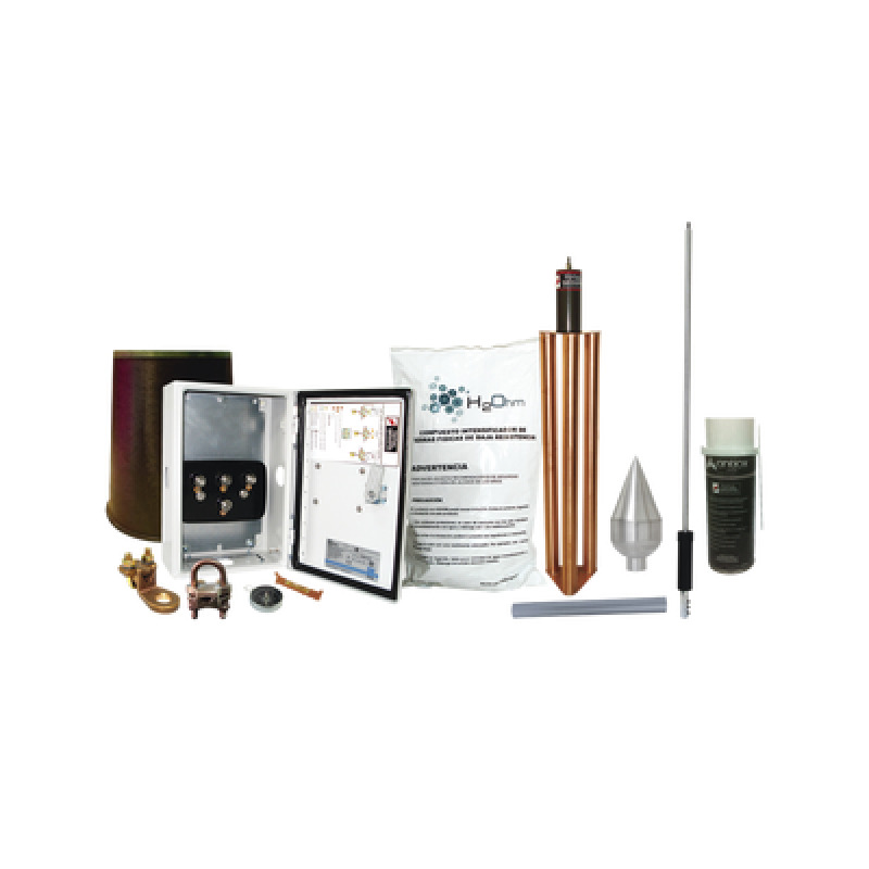 Kit Pararrayo con Punta en Acero Inoxidable con Accesorios de Instalación en Torre para Protección de 160 m de Diámetro