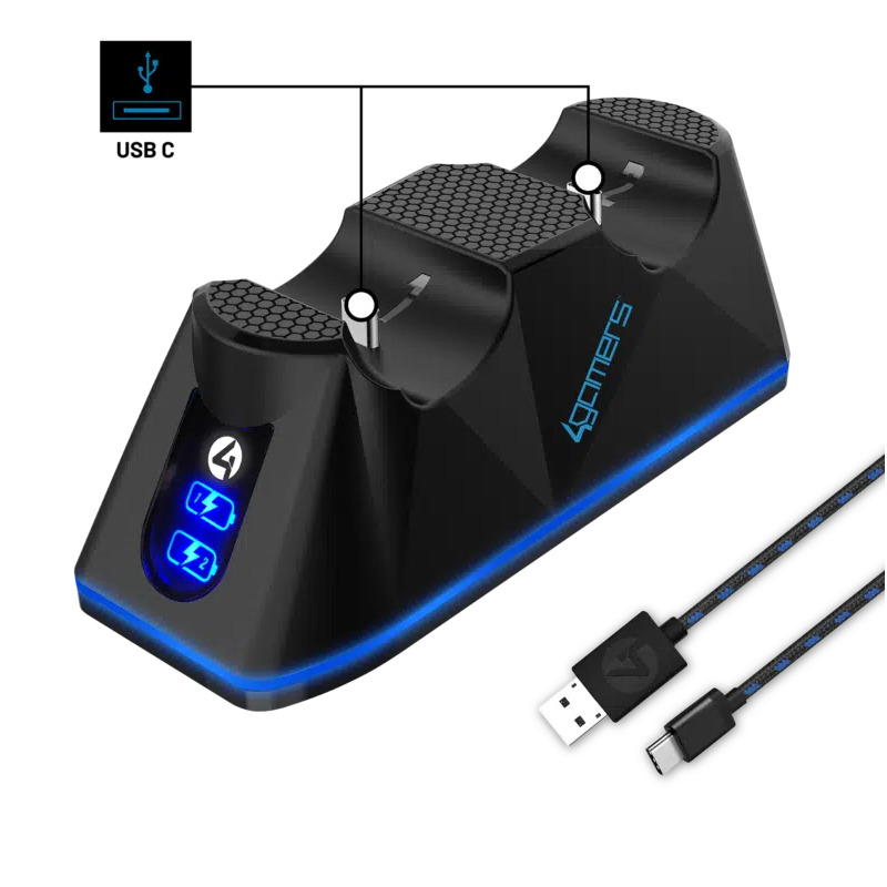4Gamers UGS-V1-BLK-4G cargador de dispositivo móvil Control de juegos Negro USB Interior