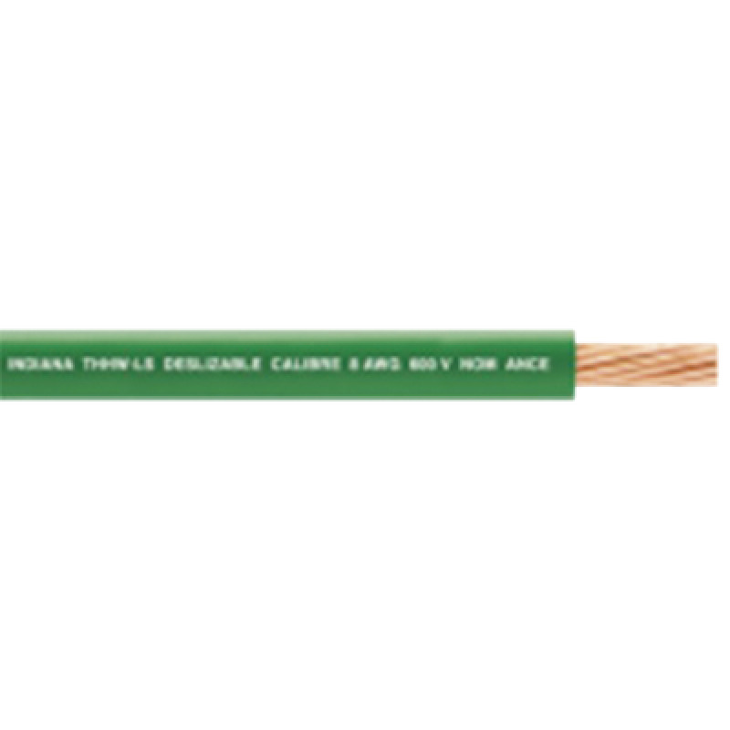 6 AWG / Cable Eléctrico / 1 Conductor /  Cobre /  Recubierto THWLS / 19 Hilos / Color Verde / 100 metros image 2