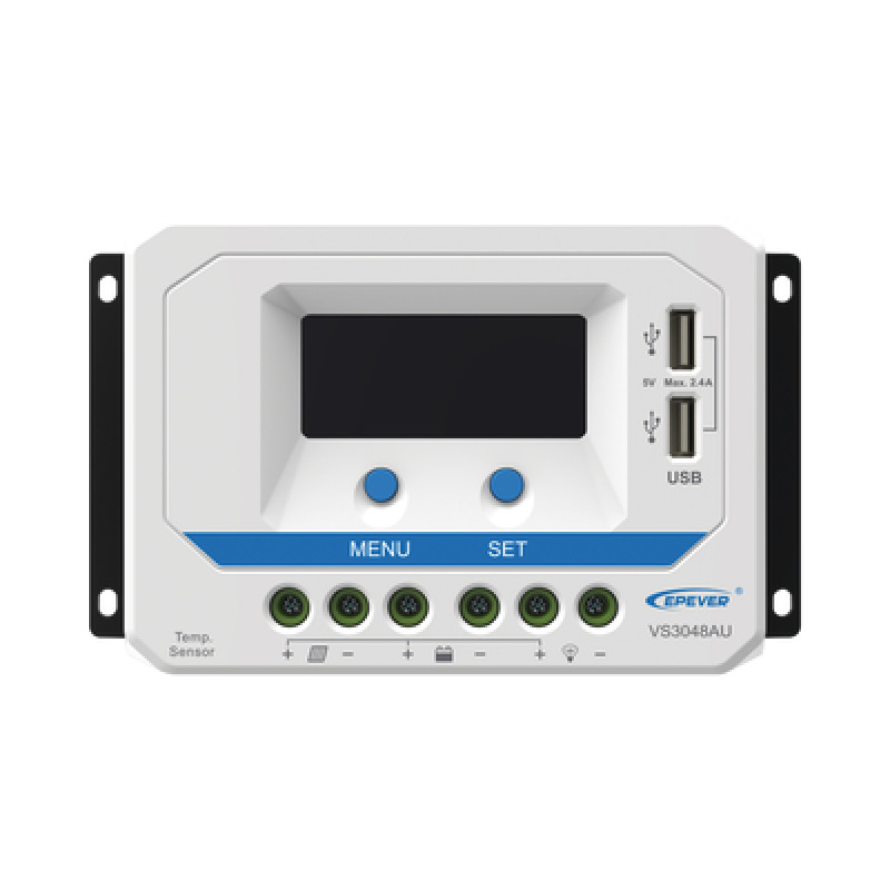 Controlador Solar de Carga PWM 12/24/36/48 V 30 A Salida USB con Display