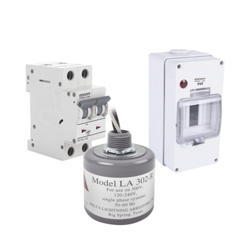 Kit de Centro de Carga Para Corriente Alterna Breaker de hasta  400 Vca de 63 A con Supresor de Picos Transitorios