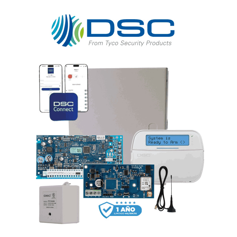 DSC NEO-LCD-LE4050M- Kit Neo 32 Zonas Panel HS2032/ / Teclado Alfanumérico HS2LCDN/ Fuente PTC1640U / Gabinete GMX003 / Comunicador LE4050m con 1 año de servicio