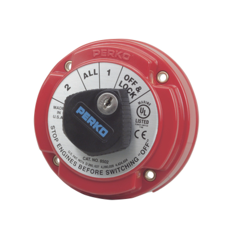 Switch Selector de Batería de Servicio Mediano con Bloqueo por Medio de Llave para Sistemas Eléctricos Marinos