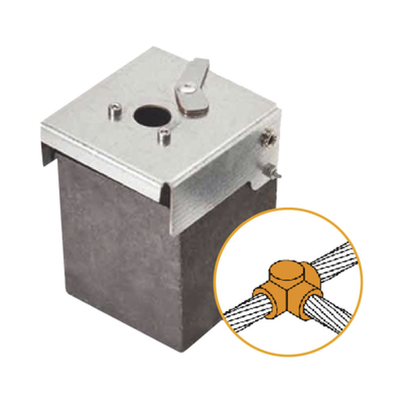 Molde de grafito horizontal unión en T horizontal de cable 2/0 AWG pasante con cable 2/0 AWG terminal