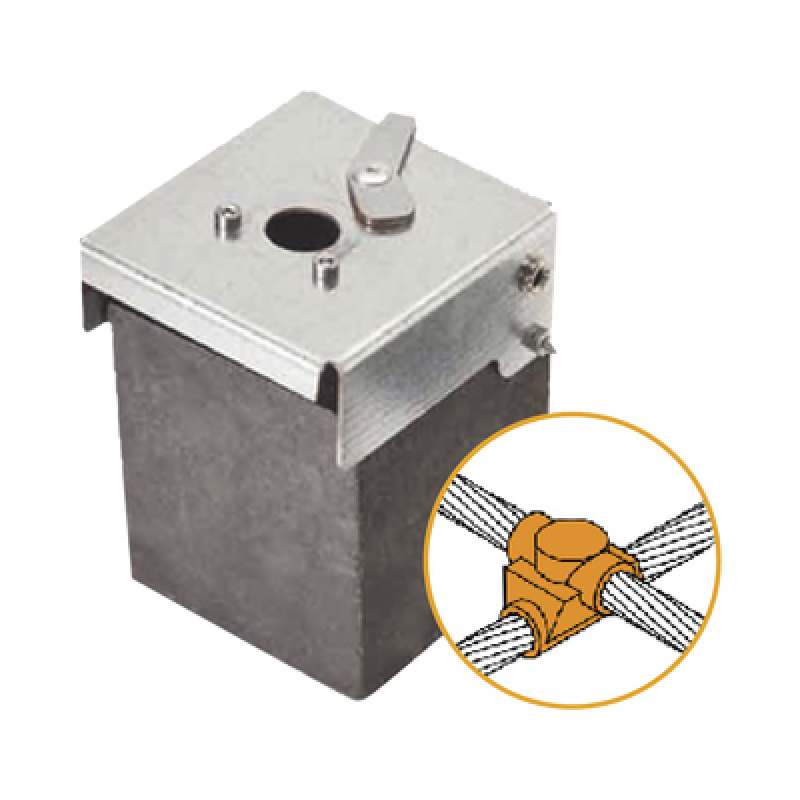 Molde de grafito horizontal unión en cruz sobrepuesta de cable 2/0 AWG pasante con cable 2/0 AWG terminal