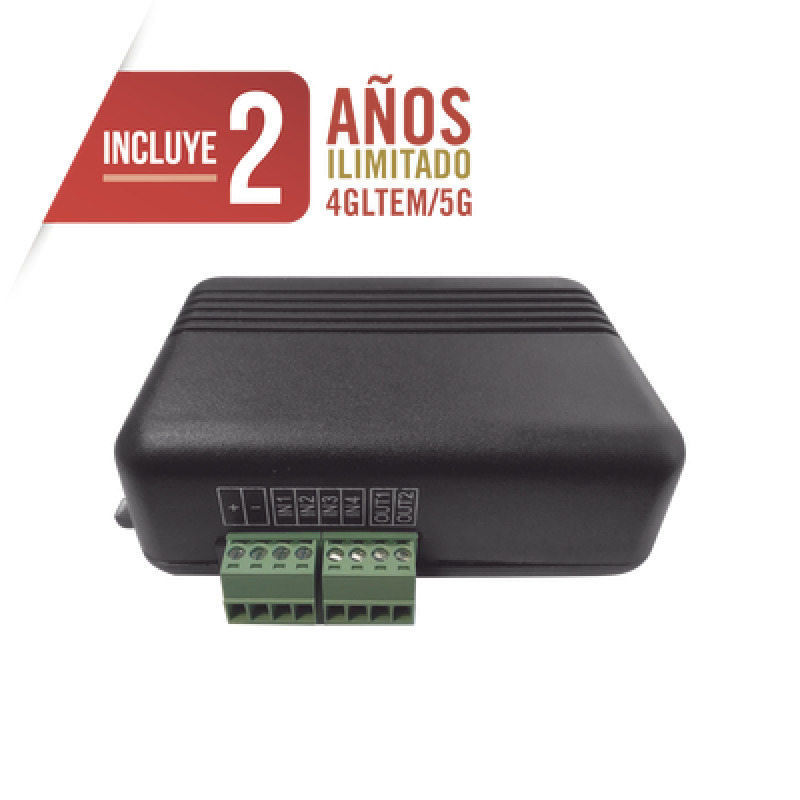 Controlador 4GLTEM / 4 ENTRADAS Y 2 SALIDAS / 2 AÑOS ILIMITADOS INCLUIDOS / Activacion Remota /Notificacion PUSH e EMAIL / APP SIN COSTO / Soporte para Reporte a Central de Alarma