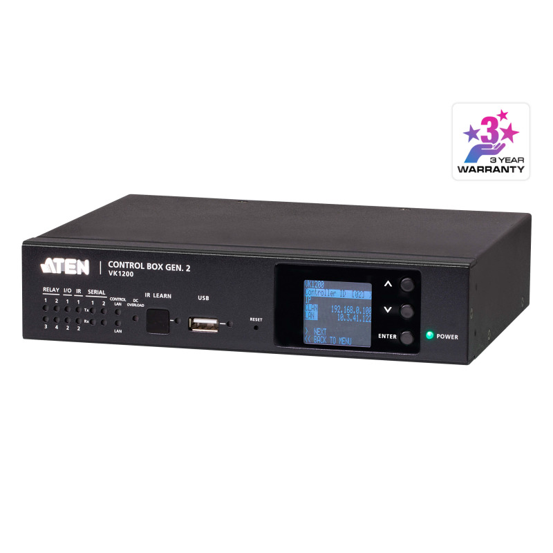 Sistema de control ATEN| Caja de control compacta Gen 2 | CPU de cuatro núcleos | 2/1 GB de memoria | Monitor LCD | LAN doble y aislada