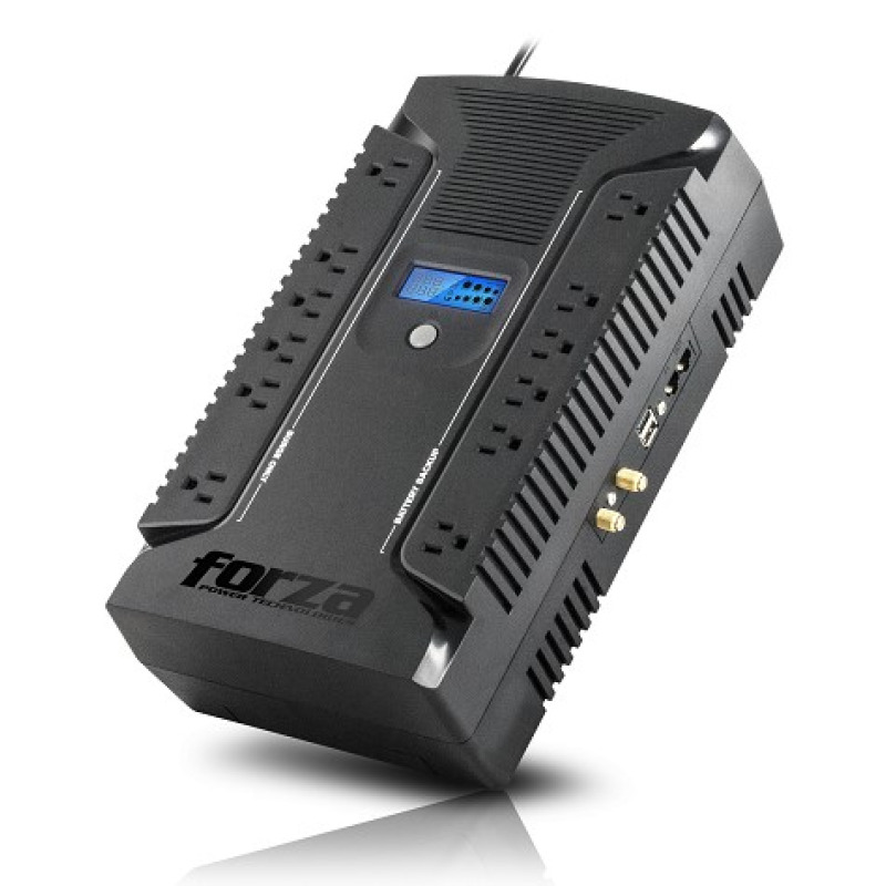 UPS FORZA HT-1000LCD INTERACTIVO 1000VA/600W 12 SALIDAS (6/6) SALIDAS COAXIAL Y USB SOBREMESA 120V NEGRO