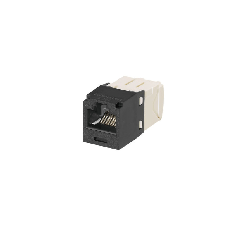 Conector Jack RJ45 Estilo TG MiniCom Categoría 6 de 8 posiciones y 8 cables Color Negro