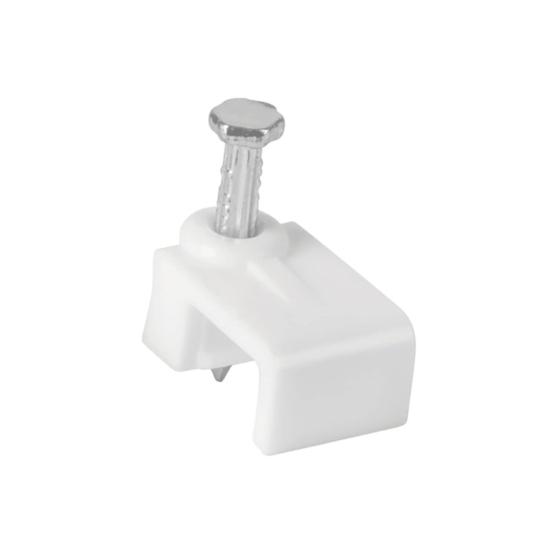 TCE LMG-NCC-5mm-WQ100 - Grapa cuadrada de pared / medida interna 5 mm / Altua 6 mm / Color blanco / Bolsa de 100 piezas