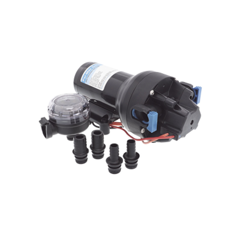 Bomba de diafragma controlada por presión para trabajo pesado ParMax de 12 Vcd caudal de 5 GPM presión máxima 60 psi para manguera de diámetro interior de 13 mm 1/2 y 19 mm 3/4