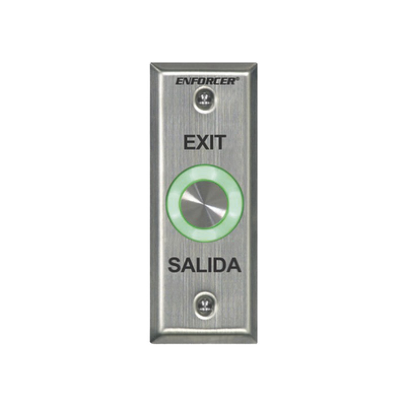 Botón de salida con aro iluminado color verde y rojo / IP65 / Buzzer / función toggle enclavado / Función temporizado / dos salidas de contacto NC/NO/ placa de acero inoxidable