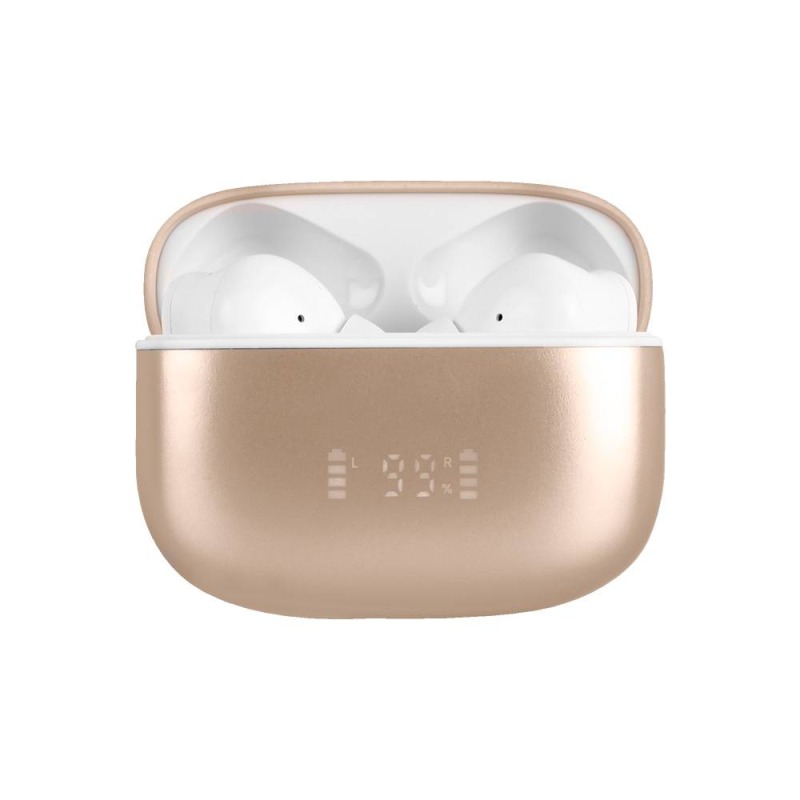 Audifonos Perfect Choice TWS ANC +ENC Intune color Beige con Blanco