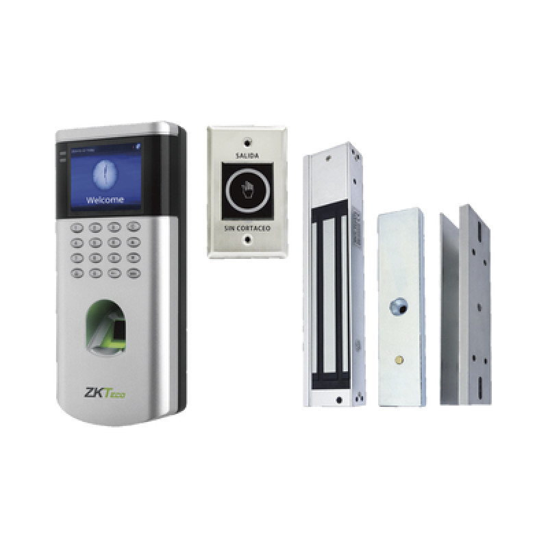 KIT de Control de Acceso LF10/ PUSH / Compatible con ZKBioAccess / 1500 Usuarios / Chapa magnética / Botón de Salida / Tarjeta de proximidad
