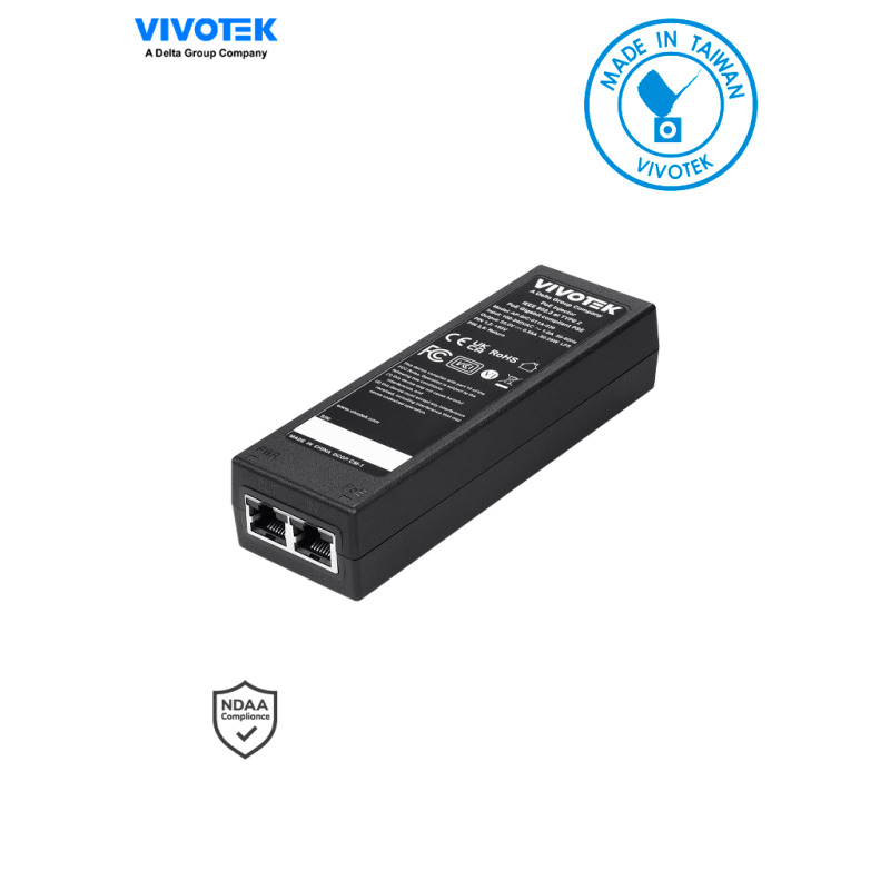 VIVOTEK AP-GIC-011A-030 - Inyector PoE Gigabit, 30W, 1 puerto, 802.3af/at, NDAA, 55VDC/0.55A,  Proteccion 6KV image 2