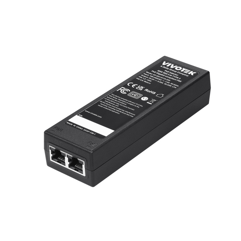 VIVOTEK AP-GIC-011A-030 - Inyector PoE Gigabit, 30W, 1 puerto, 802.3af/at, NDAA, 55VDC/0.55A,  Proteccion 6KV