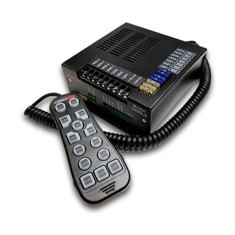 Sirena Vehicular H2 Covert  de 200W de Potencia Con Controlador Unimando de 14 Botones Para Control de Tonos 7 Salidas Auxiliares y Micrófono