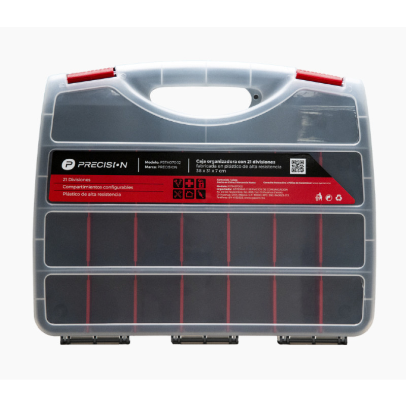 Caja Organizadora con 21 Divisiones Fabricada en Plástico de Alta Resistencia de 38x31x7 cm