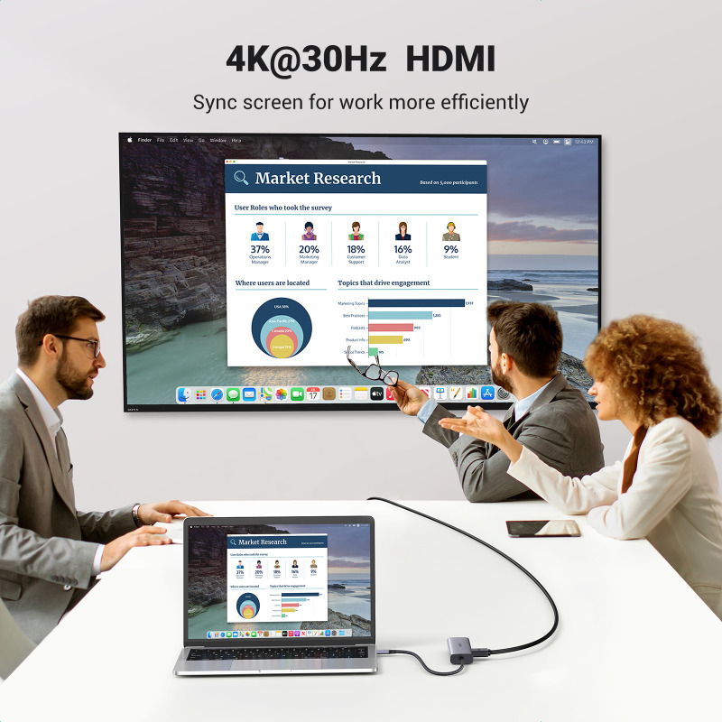 HUB USB-C (Docking Station) 10 en 1 / 3 USB-A 3.0 (5Gbps) / USB-C PD Carga 100W / RJ45 (Gigabit Ethernet) / HDMI 2.0 4K@30Hz / VGA 1080P@60Hz / Lector de Tarjetas SD y MicroSD (TF) / Entrada Aux. 3.5mm / Carcasa de Aluminio. image 3