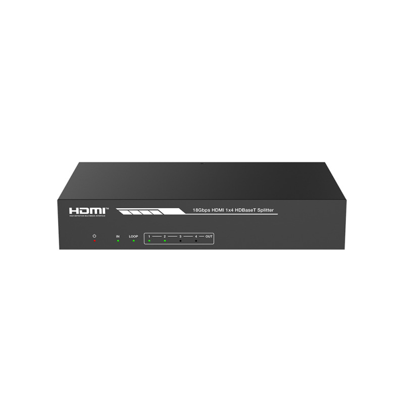 Splitter mas Extensor de Video | 1x4 | ProAV | HDBaseT | 120m en 4K60Hz | 150m en 1080p60Hz | Cat6/6a/7 | Gestión Avanzada EDID | Control IR y RS232 | PoC | Salida de Audio